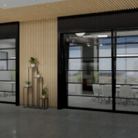 Skyfold Prisma -lasitaittoseinät suljettuina